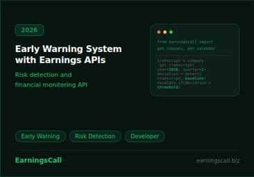 Early warning risk detection system architecture built with EarningsCall financial monitoring API showing signal extraction and tiered escalation